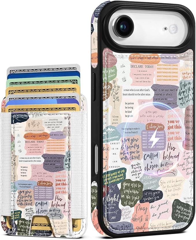 Shorogyt for iPhone Air Wallet Case - Fits 5 Cards, Compatible with Magsafe Detachable Magnetic Credit Card Holder Leather Cardholder Cute Phone Cover Women Girls for Apple 17 Air, Collage