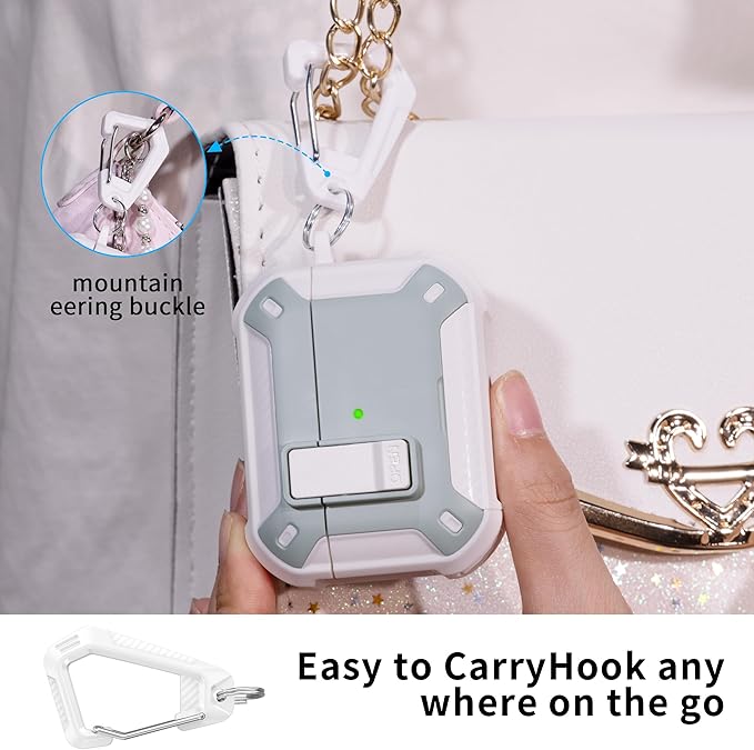 RFUNGUANGO Compatible with Airpods Pro Case 2nd / 1st Generation Protective Case, Compatible with MagSafe, with Cleaning Kit & Keychain,Phone Stand,Magnetic Automatic Lock, Visible LED, Mint Green