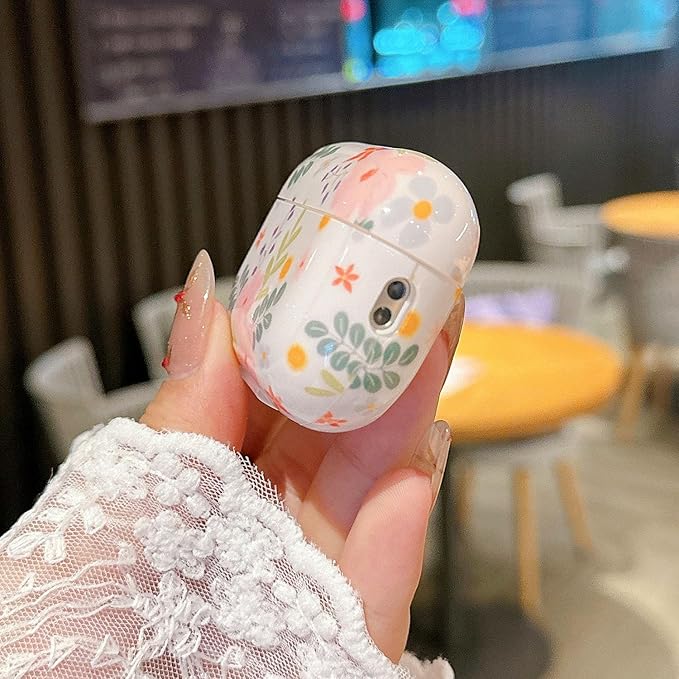 Cute Airpod Pro 2 Case Aesthetic Flower with Keychain TPU Protective Cover Compatible with AirPods Pro 2nd Generation Case for Teens Girls Women (IMD Pink Floral)