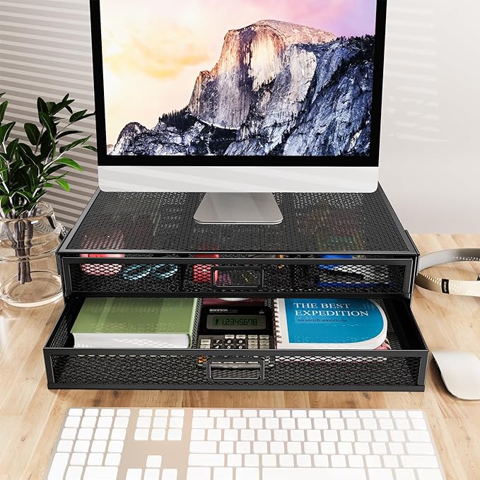 Under Desk Drawer Organizer 2-Pack - No Drilling Clamp-On Storage System
