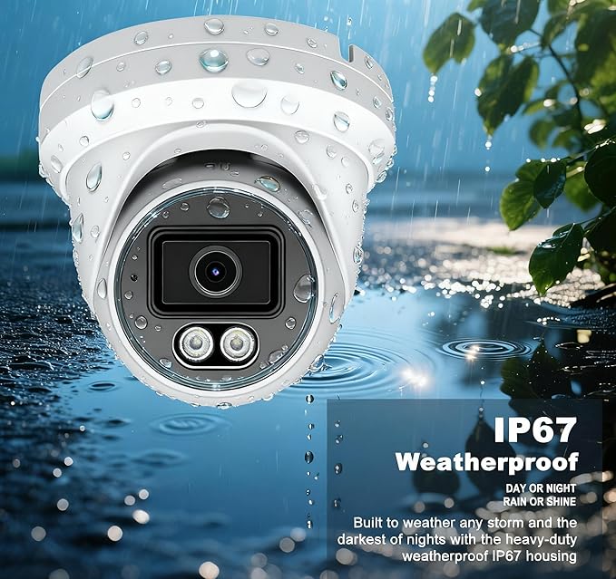 Real HD 5MP Color-Vu Full Color Night Version Turret PoE IP Camera Outdoor, 2.8mm Wide Angle, H.265, 65ft IP67 Waterproof, Must Work with a NVR, Does not Work by Itself
