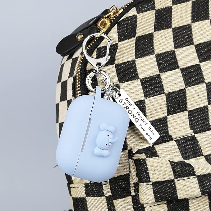 Wonhibo for Airpod Pro Case, Cute Kawaii Cover for Airpod Pro 2019 with Keychain for Women (Elephant)