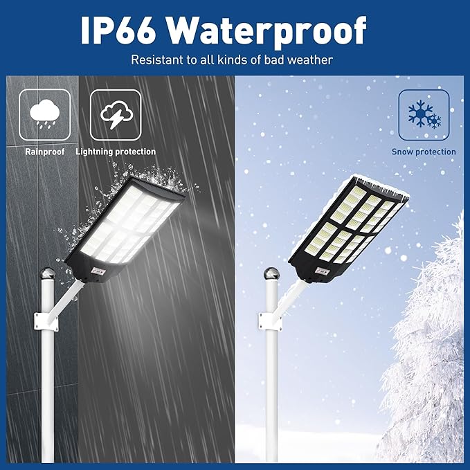 8000W Solar Lights Outdoor, 7000K Solar Street Light ,Commercial Solar Parking Lot Lights IP66 Waterproof Dusk to Dawn, Security Flood Light with Motion Sensor and Remote for Yard, Garage, Driveway