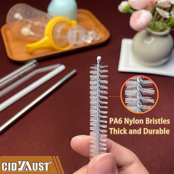 Straw Cleaner Brush Extend 10-Inch, Straw Brush with Premium PA6 Nylon Bristles for Reusable Straws,Baby Bottles, Sippy Cups & Sport Water Bottles,10-Pack.