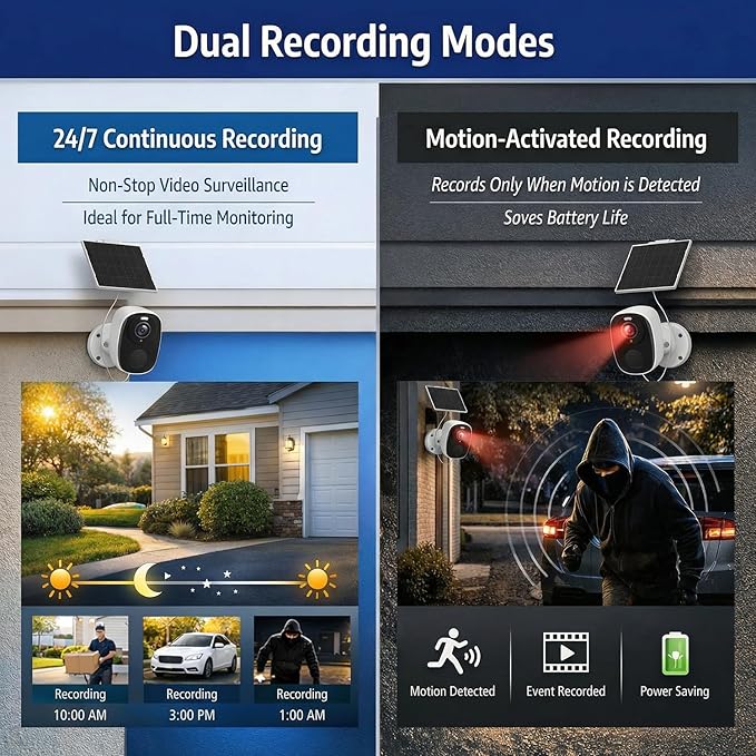 4pcs Solar Security Camera Wireless Outdoor, 2K WiFi Outdoor Camera for Home Security with Solar Panel, 24/7 Recording,AI Motion Detection,Color Night Vision, IP65 Waterproof, 2 Way Audio,SD/Cloud