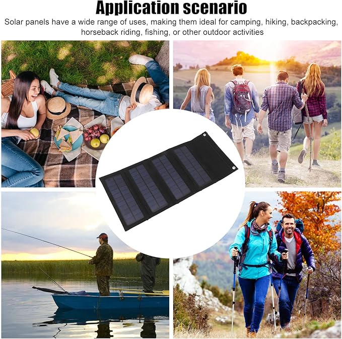 Jeanoko 1PCS 40W Foldable Solar Panel Charger, Low Light Solar Panel, High Conversion Efficiency for Backpacking for Camping,Portable Solar Panel Kit(Black)