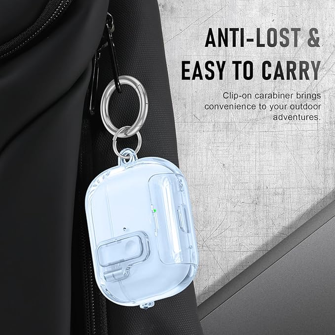 for AirPods Pro 3 Case (2025) with Cleaner Kit, Cute with Lock Clid and Cleaner Kit,[Auto Pop-Up] Soft TPU Clear Cover with Bracket & Dustproof Design for AirPods Pro Case with Keyring(2025)