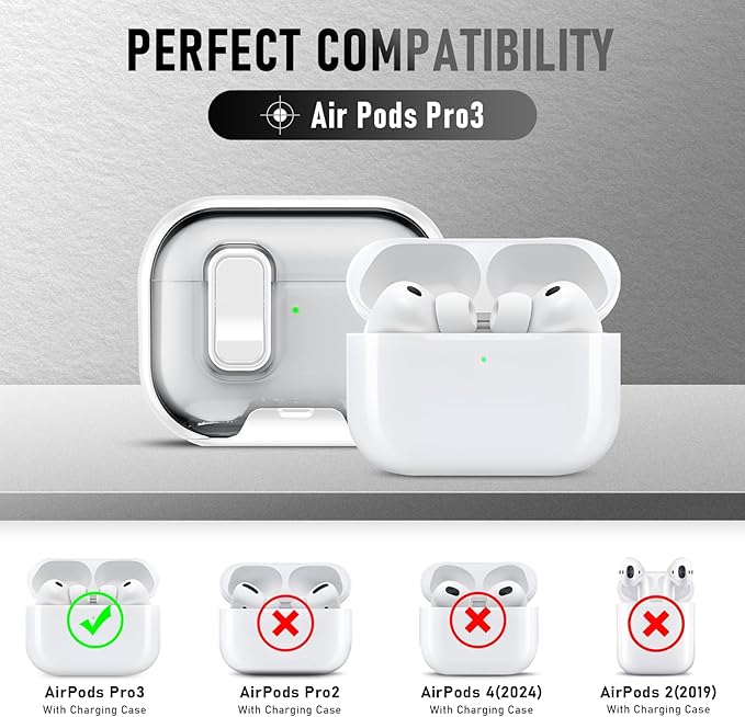 for AirPods Pro 3 Case (2025) with Phone Stand & Cleaner Kit, Cute Soft Silicone Cover for AirPods Pro 3rd Genera case with Keychain for Women Men with Keychain for Airpod Pro case(2025) White