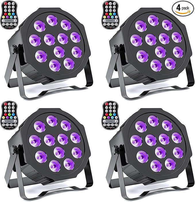 Rechargeable Par Lights Uplights RGBWA+UV 6-in-1 LED Battery Powered Stage Lights with Remote & DMX Control, Sound Activated for Festivals, Weddings, Bars, Churches, DJ
