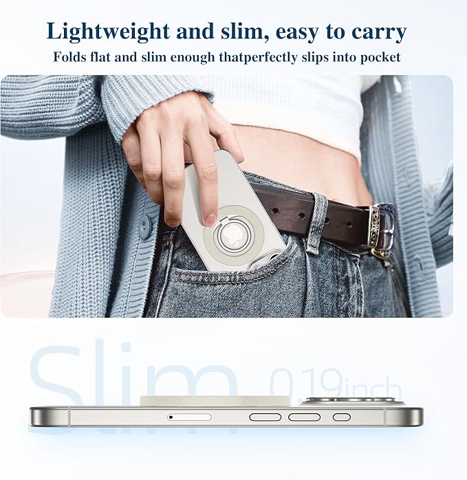 GVIEWIN Magnetic Phone Ring Holder Compatible with MagSafe Grip, [Super Magnet] 360° Rotatable Adjustable Kickstand, Mag Safe Stand for iPhone 17 Pro Max/Air/Plus/16/15/14(Grey)