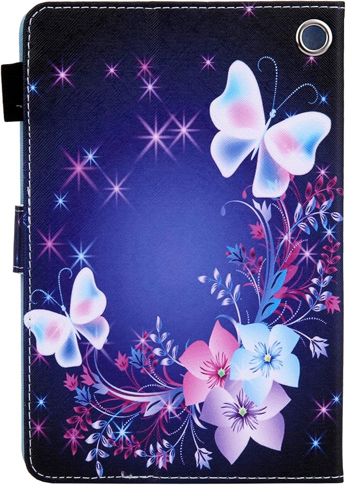 Dteck for Fire Max 11 (13th Generation) Tablet Case 11" 2023, PU Leather Protective Fold Stand Case with Auto Sleep Wake, Adjustable Viewing Angles, 4 Card Slots, Cute Slim Folio Case, White Butterfly