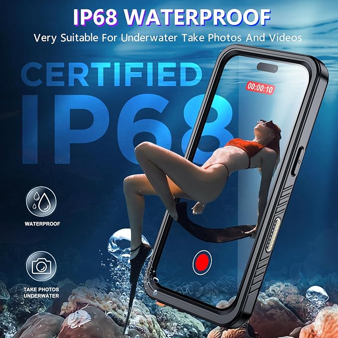2025 New Designed for iPhone 16 Case Waterproof, [Built-in Screen Protector & Glass Camera Protector][Full Body Shockproof][IP68 Underwater][Dustproof][Dropproof] Phone Case for iPhone 16 6.1"