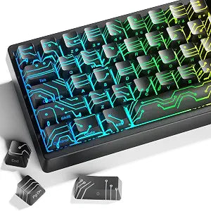 XVX Black PCB-Vision Shine Through Keycaps, Backlit Custom Keycap Set with OEM Profile, Side Printed Keyboard Key caps Suitable for 60% 65% 75% 80% 96%100% MX Switches Mechanical Keyboard