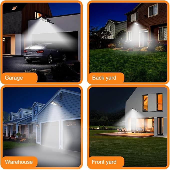 Solar Street Lights Outdoor 2 Pack, IP66 Waterproof LED Security Light, 6500K Solar Flood Lights Dusk to Dawn with Motion Sensor and Remote, Parking Lot Lights for Yard, Garage