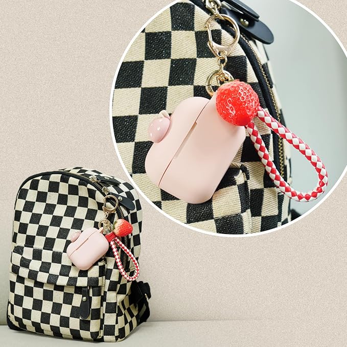 Wonhibo for Airpods Pro Case for Women Girls, Cute Kawaii Cover for Airpod Pro 2019 with Keychain (Strawberry)