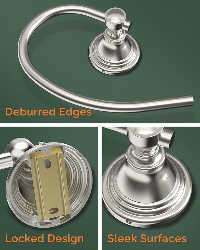 Towel Ring 2 Pack, Stainless Steel Hand Towel Holder for Bathroom Wall Mount, Heavy Duty Towel Hanger for Kitchen, Bath, RV(Brushed Nickel
