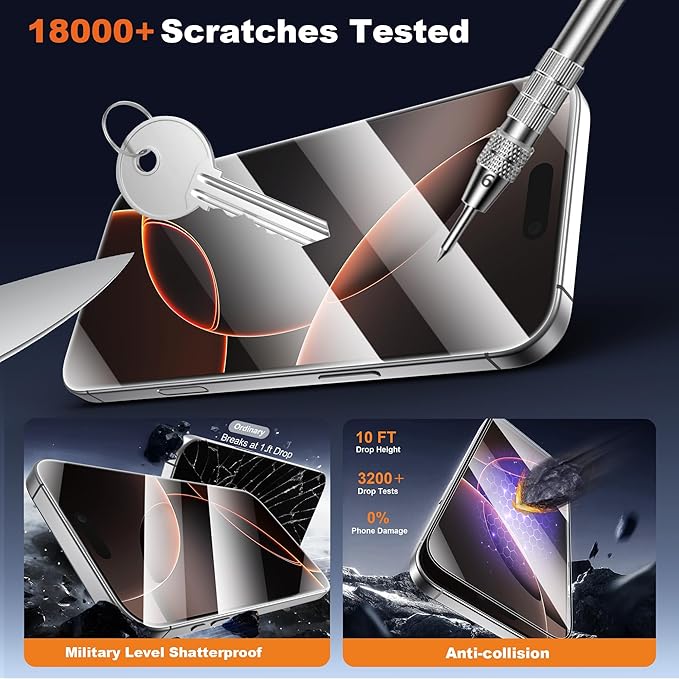 Compatible with iPhone 16 Pro Max Case and Tempered Glass Screen Protector Blue