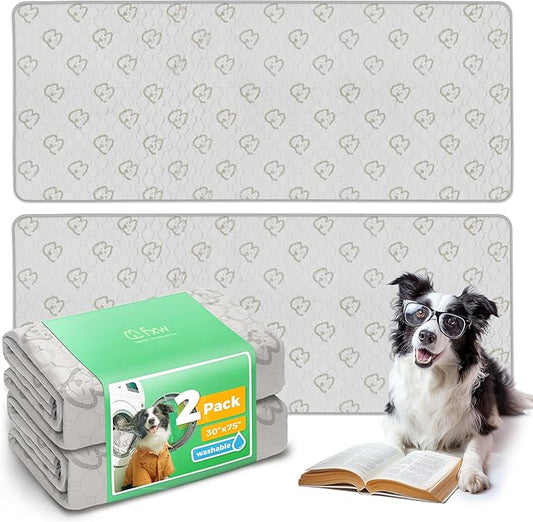 FXW Washable Pee Pads for Dogs, Puppy Pads with Super Absorbent, Specifically Designed for Potty Training, 30" x 75" Rectangle, Khaki, 2 Packs