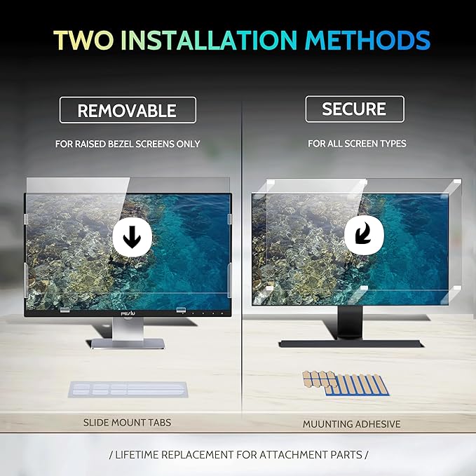 [2 Pack] 28 Inch Privacy Screen for Computer Monitor 16:9 Aspect Ratio, Eye Protection Anti Blue Light Glare Shield, 28inch Removable Black Blackout Anti Spy Desktop Security Private Filter