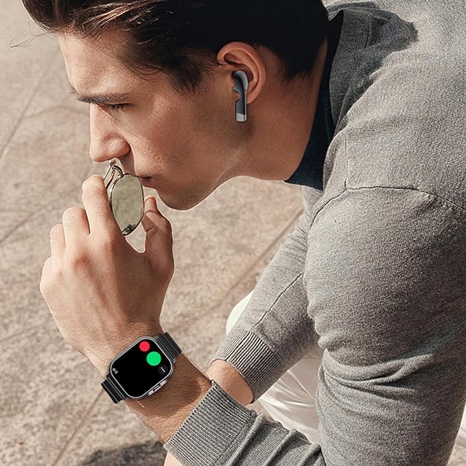 Denash Smart Watch with Earbuds, 2.01" HD Screen Fitness Watch, 2 in 1 Smartwatch with 100+ Sport Modes Fitness Tracker, Sleep/Heart Rate/Blood Pressure Monitor Pedometer for iOS & Androd, Black