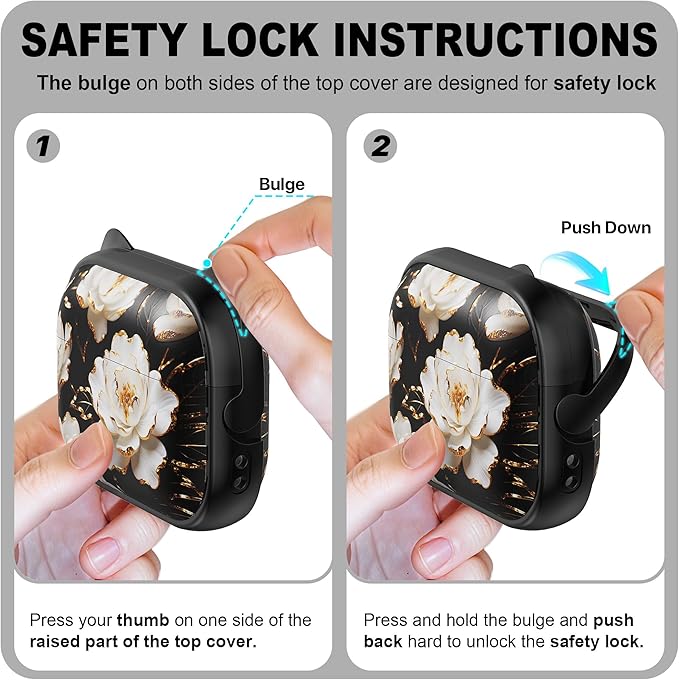 RFUNGUANGO is Compatible with AirPods Pro 3 Protective case, with Mobile Phone Holder Function, Multiple Colors Available, Suitable for AirPods Pro 3 Protective case,Black + Peonies