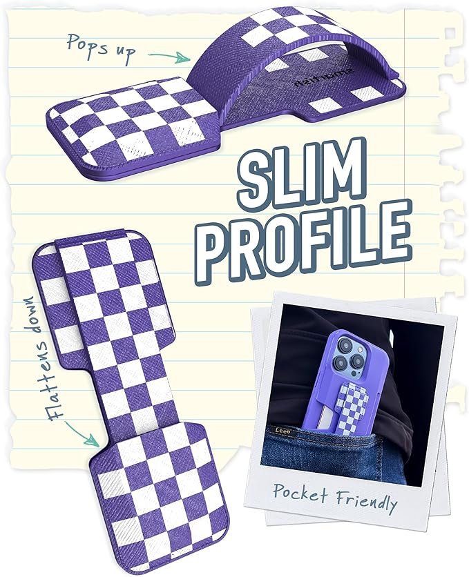 Smartish Phone Grip Loop - Prop Tart - Pop Out Finger Strap and Holder with Kick Stand [Compatible with All iPhone and Android Phones] - Checkerboard