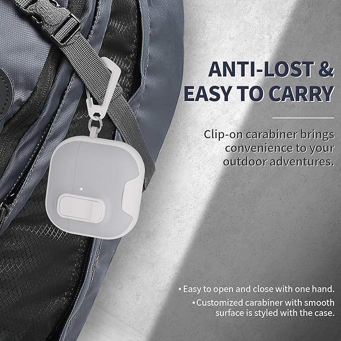 for AirPods 4 Case with Lock,TPU Leather Texture Protective Durability Anti-Lost & Shockproof Protective Cover Accessories with Cleaning Kit in Keychain for Apple AirPods 4 Generation (White/Grey)