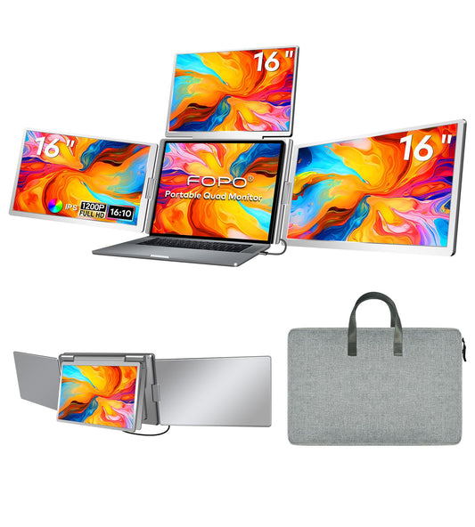 16" Laptop Screen Extender, 1200P IPS Quad Monitor