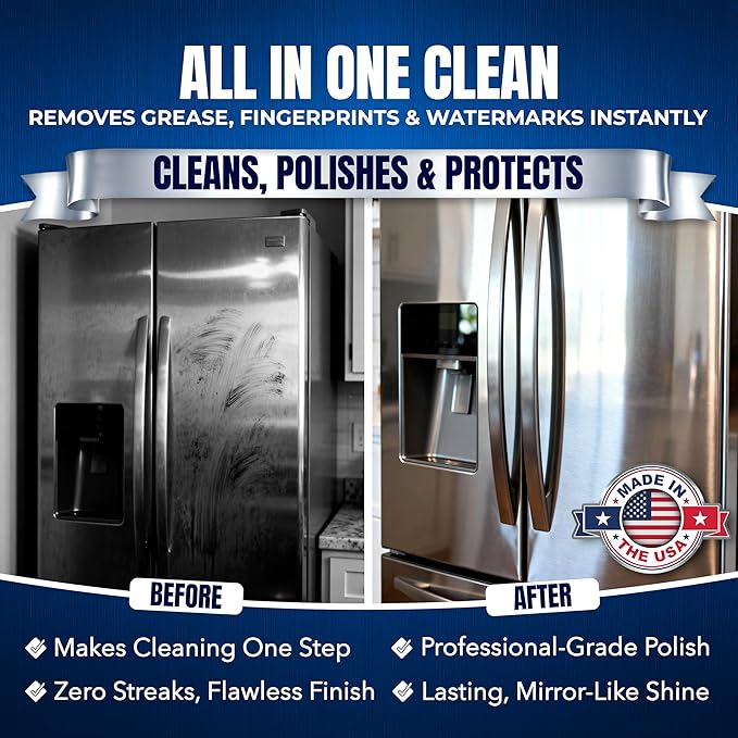 12 x 10oz Stainless Steel Cleaner and Polish - Cleans, Polishes & Protects Kitchen Appliances, Refrigerators, Sinks, Ovens & Grills - Residue & Streak Free Shine - Stainless Steel Cleaner for Sink