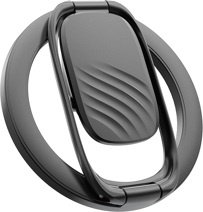 Allengel for MagSafe Phone Ring Grip Holder, Magnetic Adjustable Finger Kickstand, Compatible with MagSafe Phone Grip for iPhone 16 Pro Max, 15 14 13 12 Plus (Matte Black)