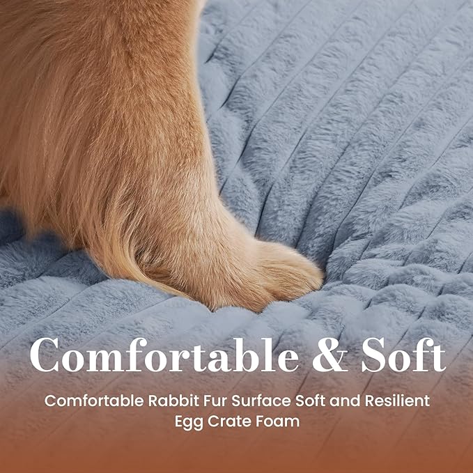 Extra Large Dog Bed for Crate, Orthopedic Dog Bed with Waterproof Lining, Soft Short Plush Surface & Egg Crate Foam, Machine Washable Pet Bed with Removable Cover & Anti Slip Bottom
