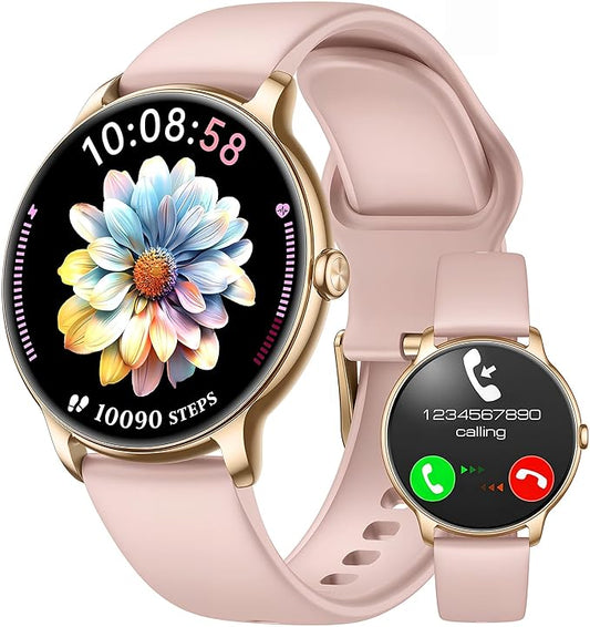 Smart Watch for Women Ultra Slim,1.32" AMOLED Fitness Tracker with Heart Rate, Blood Oxygen, Sleep Monitor, Pedometer, Bluetooth Call, IP68 Waterproof, iPhone & Android - Pink