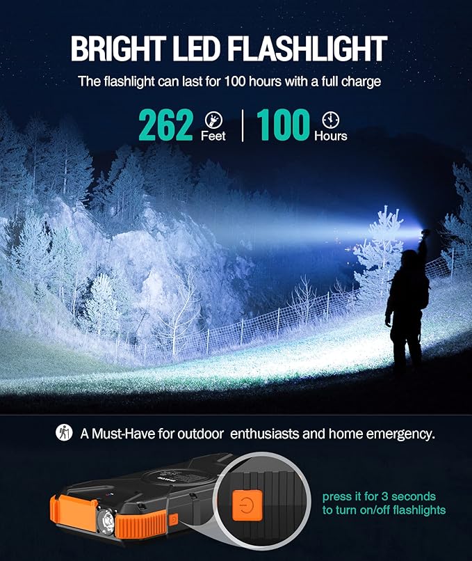 BLAVOR Solar Power Bank, 20000mAh Wireless Portable Phone Charger with USB-C in/Output, IPX5 Waterproof, Flashlight, Fast Charging Battery Pack for iPhone 17/16/15/14/13/12 and All Phones