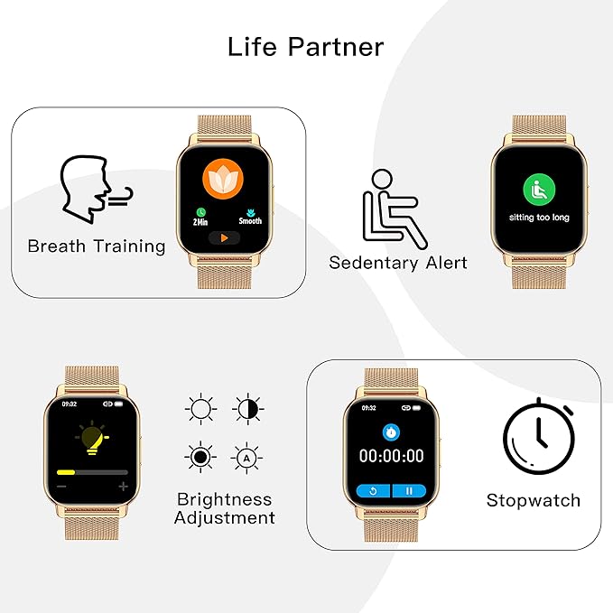 Popglory Smart Watch Answer/Make Calls, 1.85'' Smartwatch with AI Voice Control, Blood Pressure/SpO2/Heart Rate Monitor, Fitness Tracker Watch 2 Straps for Men Women for iOS Android Phones