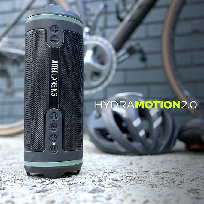 Altec Lansing HydraMOTION 2.0 Wireless Bluetooth Speaker, 16H Battery, RGB Lights, USB-C Quick Charge, IP67 Rated Waterproof Bluetooth Speaker, Mountable, Voice Assistant