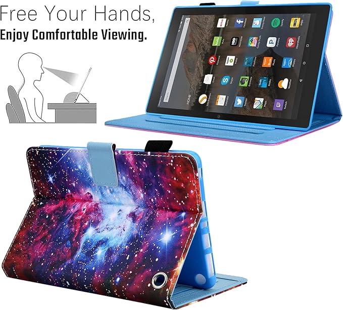 Dteck for Fire Max 11 (13th Generation) Tablet Case 11" 2023, PU Leather Protective Fold Stand Case with Auto Sleep Wake, Adjustable Viewing Angles, 4 Card Slots, Cute Slim Folio Case, Red Galaxy