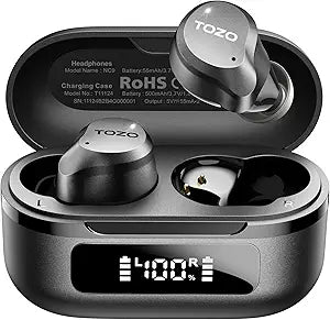 TOZO NC9 Hybrid Active Noise Cancelling Wireless Earbuds, 60H, LED Display