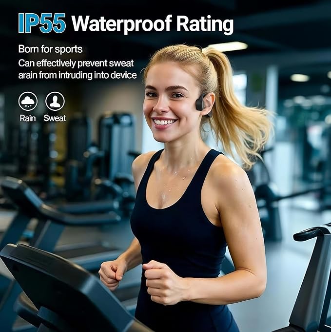 2025 Bone Conduction Headphones,Open Ear Wireless Bluetooth 5.4 Earphones with Mic,Premium Sound Quality 12Hrs Playtime Sports Headphones，IPX5 Sweat Resistant for Running, Walking，Cycing