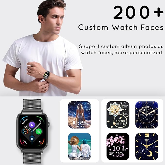 Smart Watch for Men Women (Answer/Make Calls) 1.83" HD 3 Bands Smartwatch Compatible Android iPhone Phones with Fitness Step Tracker/Heart Rate/Sleep Monitor, 120+ Sports Modes IP68 Waterproof, Black