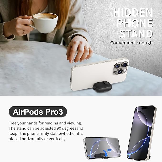 for AirPods Pro 3 Case with Lock,TPU Leather Texture Durability Anti-Lost & Shockproof Protective Cover Accessories with Cleaning Kit in Keychain for Apple AirPod Pro 3 Generation 2025(Black)