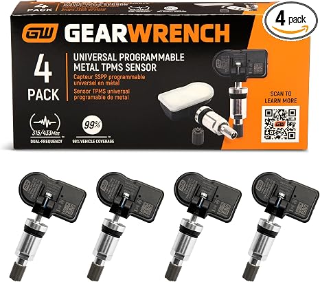 GEARWRENCH Universal Programmable Metal TPMS Sensor | 4 Pack | GWTPMSM4PK