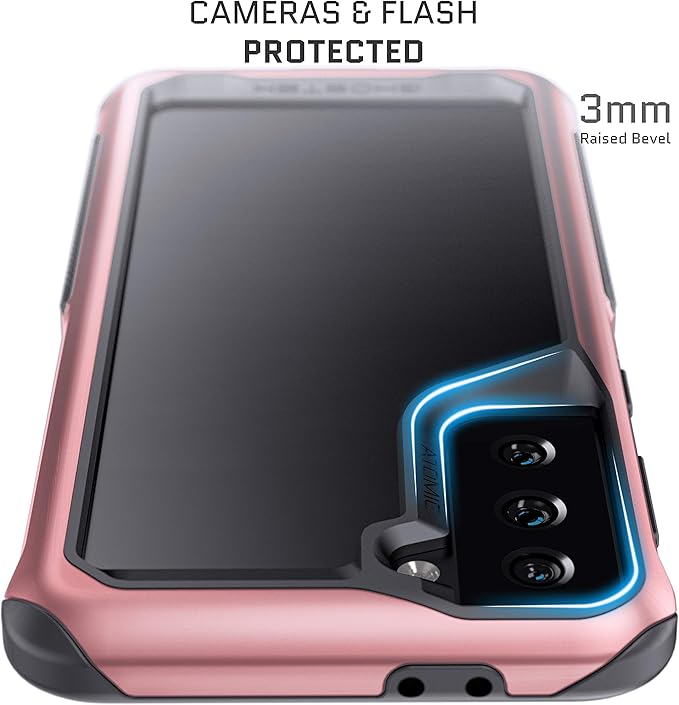 Ghostek ATOMIC slim Designed for Samsung Galaxy S21 Plus Case with Protective Aluminum Metal Bumper and Clear Back Design Heavy Duty Shock-Absorbent Protection for 2021 S 21+ 5G (6.7in) (Phantom Pink)