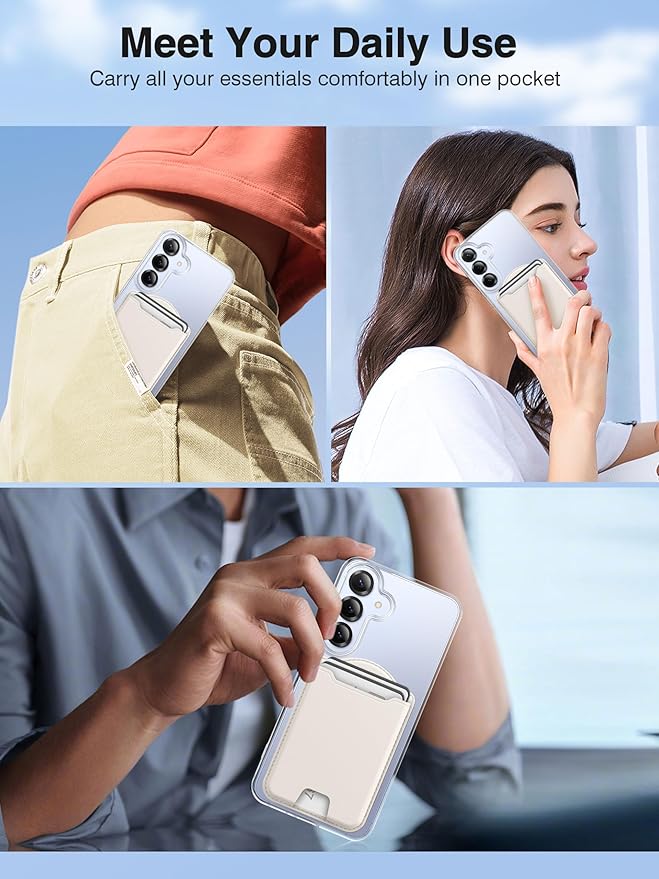 TopMade for MagSafe Wallet, Magnetic Wallet for Samsung Galaxy S25/S24 Series and Galaxy Z Fold 7 with Magnetic Case and iPhone 16/15/14/13/12 Series, Fits 4 Cards, Milky White