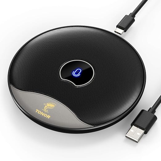 TONOR USB Conference Microphone, 360° Omnidirectional PC Computer Condenser Mic with Mute Button for Online Meeting/Class, Zoom Call, Skype Chatting, Plug & Play (TM20)