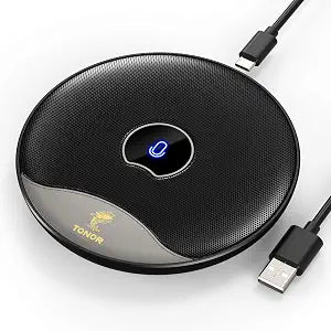 TONOR USB Conference Microphone, 360° Omnidirectional PC Computer Condenser Mic with Mute Button for Online Meeting/Class, Zoom Call, Skype Chatting, Plug & Play (TM20)