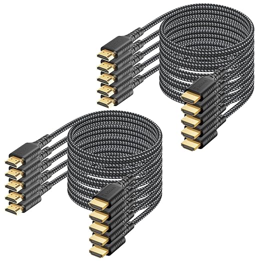 3FT HDMI Cable 10-Pack, 8K HDMI to HDMI 2.1 Cable Ultra High Speed 48Gbps, Multi Pack HDMI Cord Support 8K@60Hz,4K@240/165/144Hz for LG OLED TV, Roku TV, Soundbar, 4K/8K Tvs