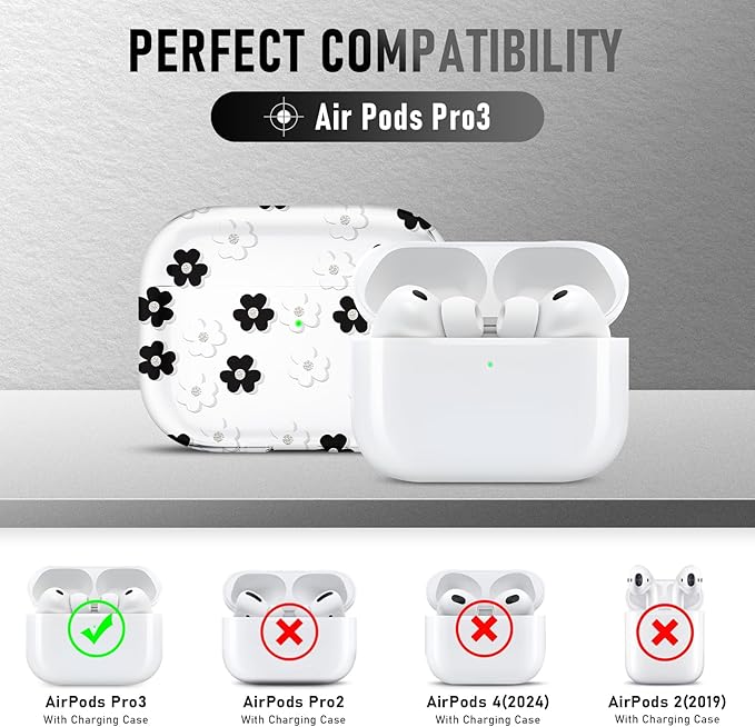 for AirPods Pro 3 Case (2025) with Cleaner Kit, Cute Soft Silicone Cover Compatible AirPods Pro 3rd Genera case with Keychain for Women Men with Keychain for Airpod Pro case(2025) Sunflower