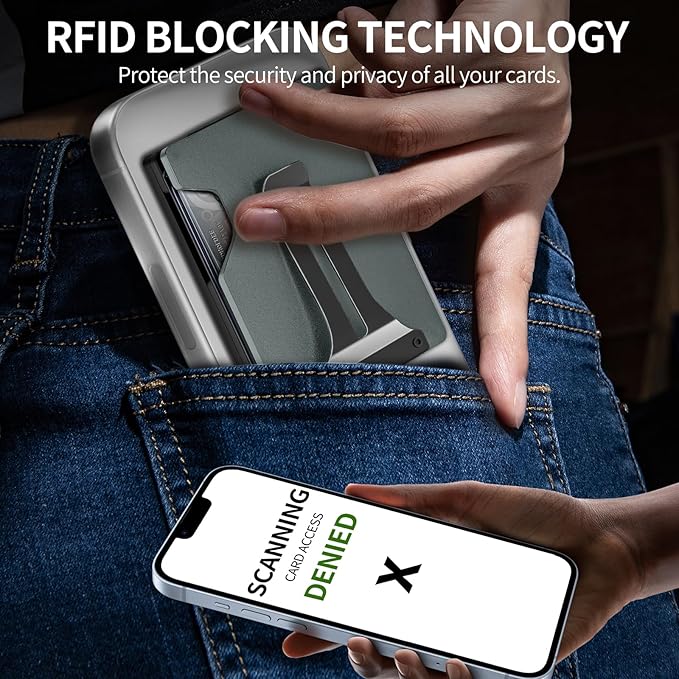 Magnetic Phone Wallet with Apple MagSafe - Metal Card Holder with AirTag Holder, RFID Blocking & Money Clip Mag Safe Wallet for iPhone 16 15 14 13 12 Pro Max/Pro/Plus/Mini