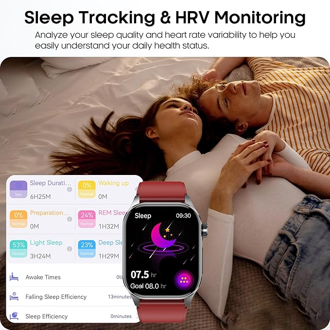 Smart Watch for Men Women with Bluetooth Calls, Blood Pressure Heart Rate Blood Oxygen Stress HRV Monitor Sleep Tracker, 150+ Sports Modes Fitness Tracker, IP68 Waterproof, Pedometer For Android/iOS