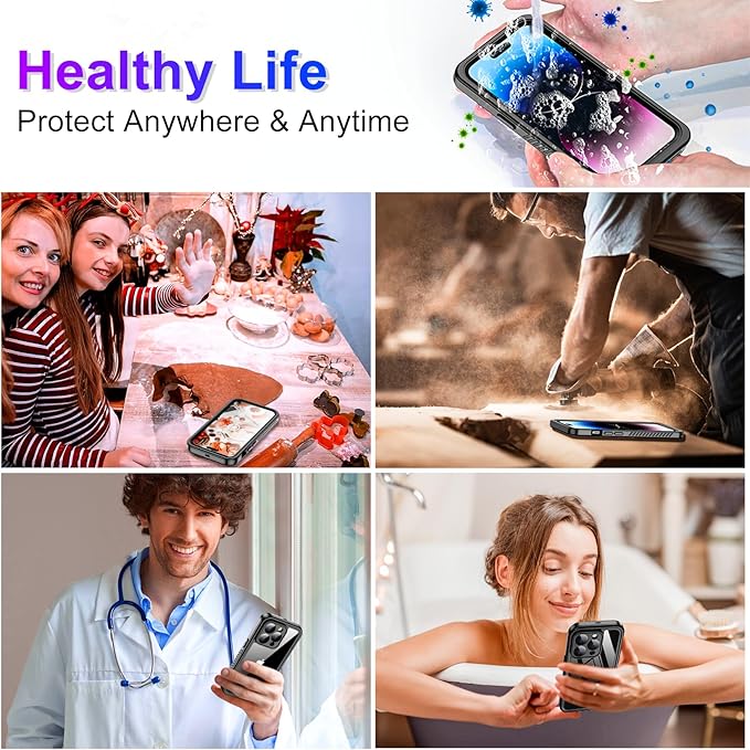 2025 New for iPhone 14 Pro Max Case Waterproof,[Glass Camera Protector & Built-in Screen Protector] [Full Body Shockproof] [IP68 Underwater][Dustproof][Dropproof] Phone Case for iPhone 14 Pro Max 6.7"